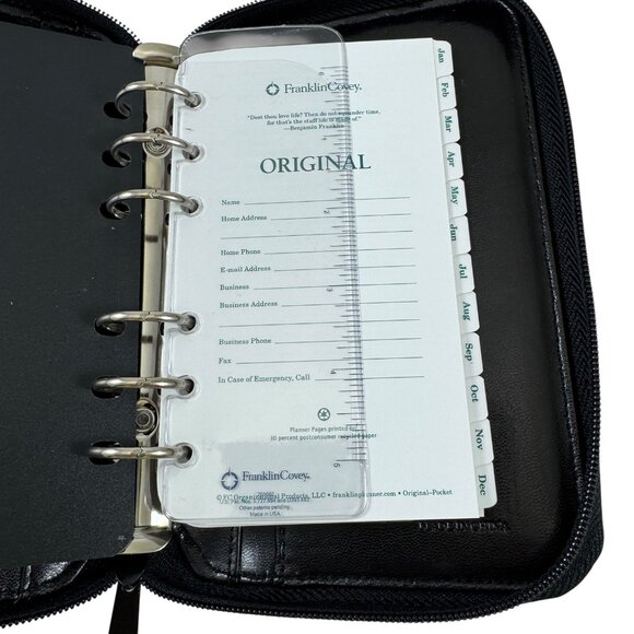 Franklin Quest Pocket Planner 6 Ring Black Leather Binder Organizer and Inserts - Picture 7 of 11